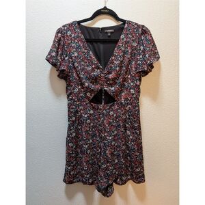 Express Black and Red Floral Romper